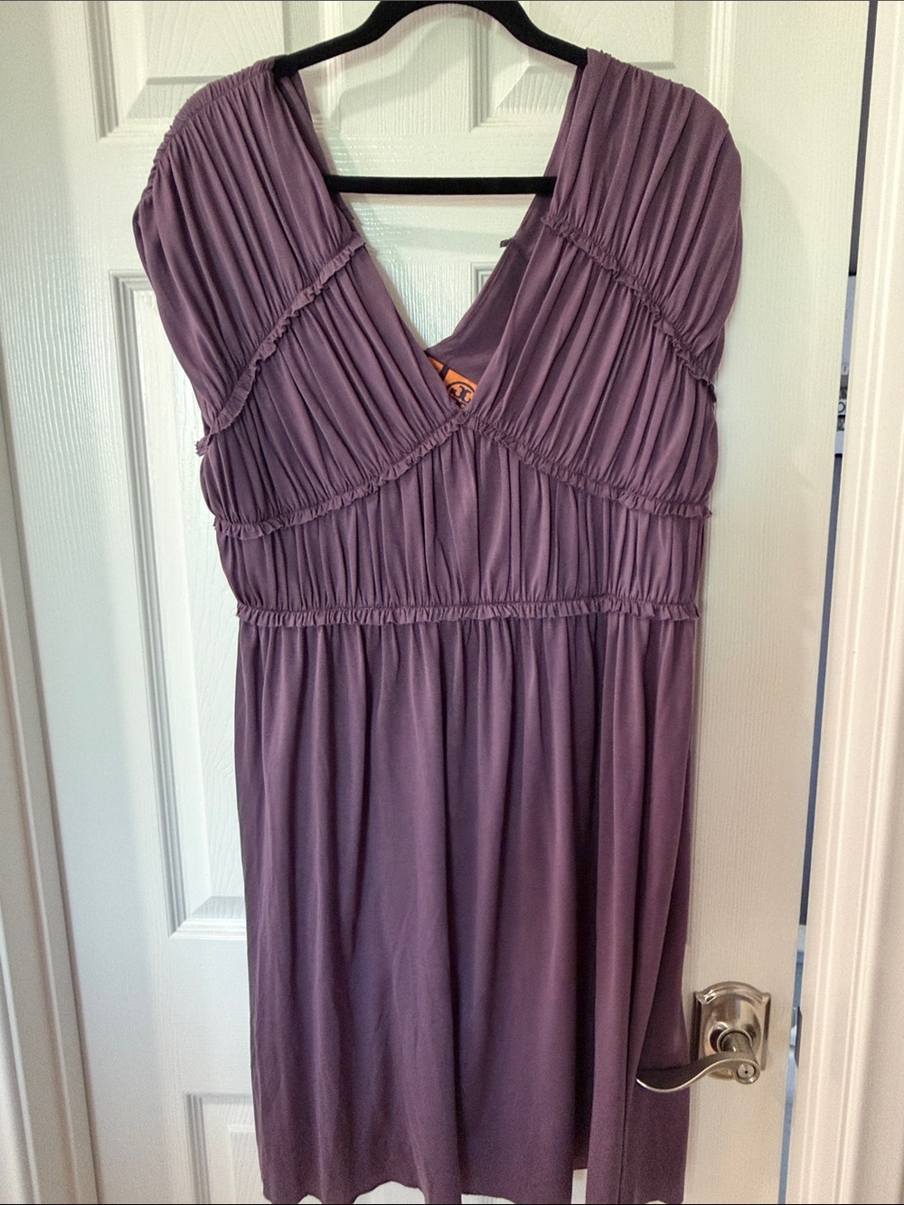 Tory Burch Deep Purple Ruched Silk Dress size L